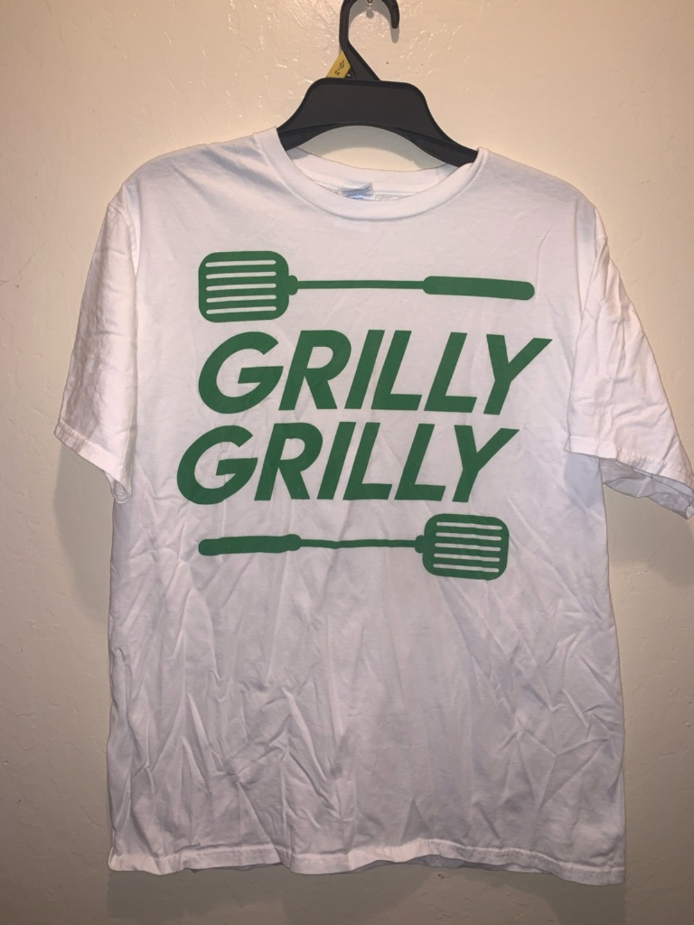 Port and Company White Tee with Green Grilly Grilly Graphic